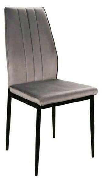 Scaun ATOM, gri/negru, stofa catifelata/metal, 44x39x93 cm