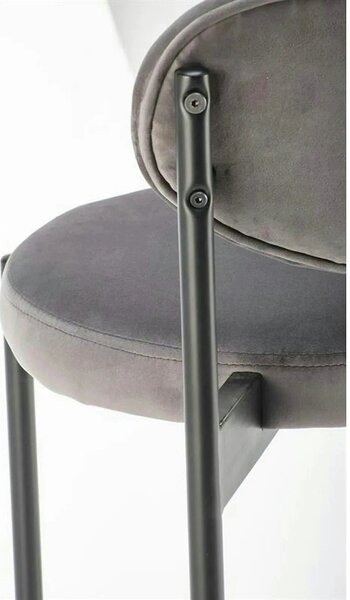 Scaun bar H108, gri - Bluvel 14/negru, stofa catifelata/otel, 42x48x92