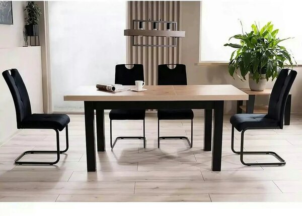 Scaun AXO, negru, stofa catifelata/metal, 43x47x101 cm