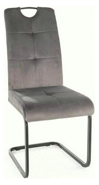 Scaun AXO, gri/negru, stofa catifelata/metal, 43x47x101 cm