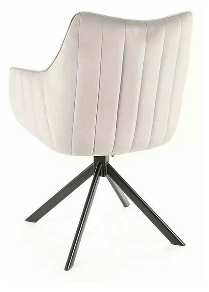 Scaun living rotativ AZALIA, gri deschis/negru, stofa catifelata/metal