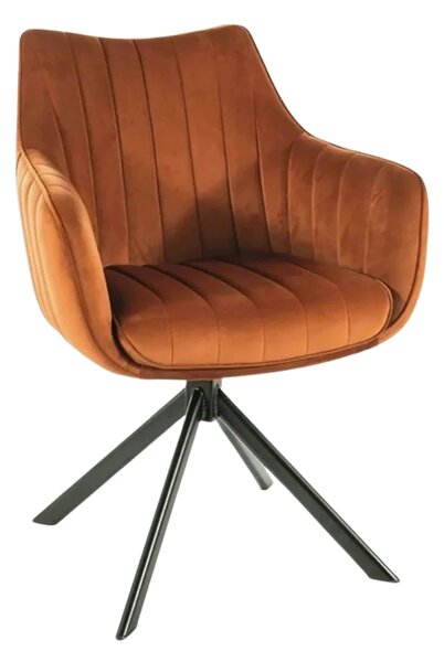 Scaun living rotativ AZALIA, caramiziu/negru, stofa catifelata/metal