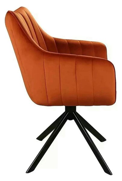 Scaun living rotativ AZALIA, caramiziu/negru, stofa catifelata/metal