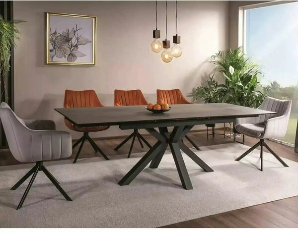 Scaun living rotativ AZALIA, gri deschis/negru, stofa catifelata/metal