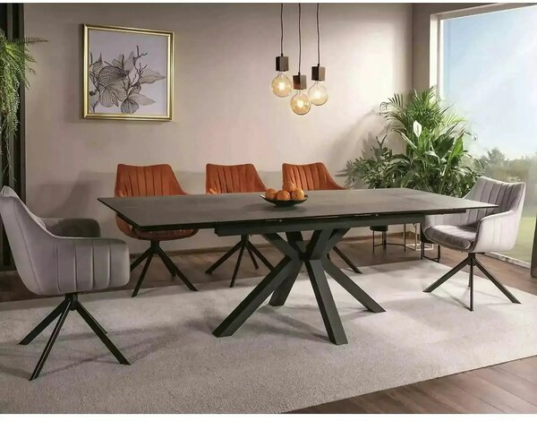 Scaun living rotativ AZALIA, caramiziu/negru, stofa catifelata/metal