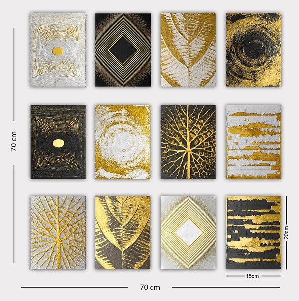 Tablou MDF Yellowland, Alb - Auriu- Gri, 15x20 cm
