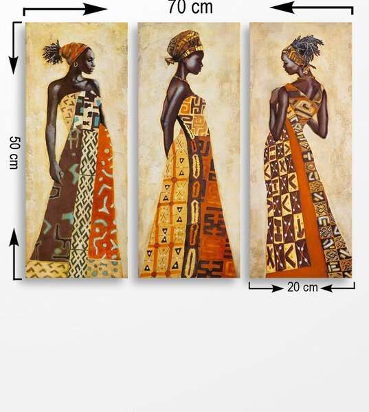 Tablou MDF Lusaka, 3 bucati, Multicolor, 50x70 cm