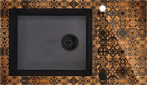 Deante Capella chiuvetă sticlă-granit 86x50 cm negru-gri/grafit/onix-maro ZSC_GM2C