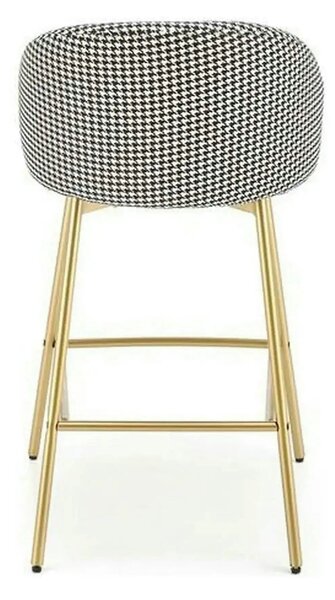 Scaun bar H113, negru/gri/auriu, stofa catifelata/otel, 47x55x85 cm