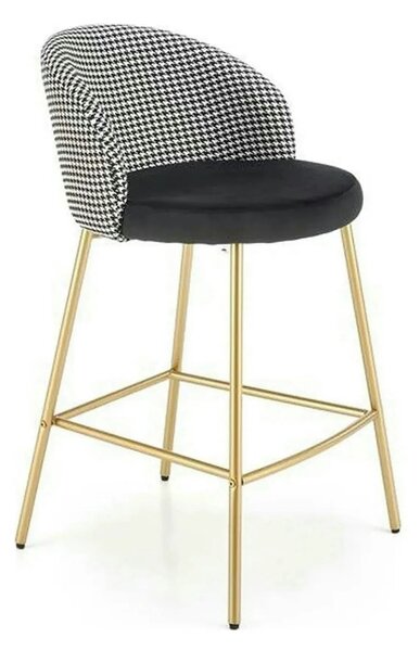 Scaun bar H113, negru/gri/auriu, stofa catifelata/otel, 47x55x85 cm