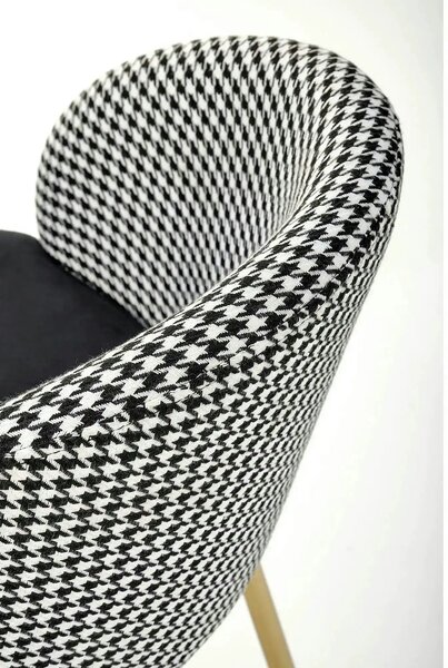 Scaun bar H113, negru/gri/auriu, stofa catifelata/otel, 47x55x85 cm