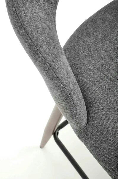 Scaun bucatarie insula H114, gri/nuc, stofa clasica/otel, 48x52x92 cm
