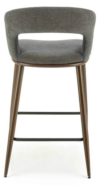 Scaun bucatarie insula H114, gri/nuc, stofa clasica/otel, 48x52x92 cm