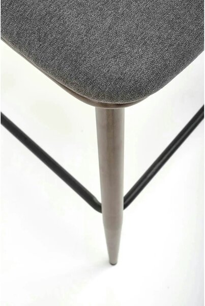 Scaun bucatarie insula H114, gri/nuc, stofa clasica/otel, 48x52x92 cm