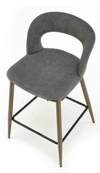 Scaun bucatarie insula H114, gri/nuc, stofa clasica/otel, 48x52x92 cm