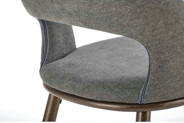 Scaun bucatarie insula H114, gri/nuc, stofa clasica/otel, 48x52x92 cm