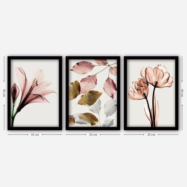 Tablou Canvas Flori Gradina, Alb - Roz, 45x35 cm