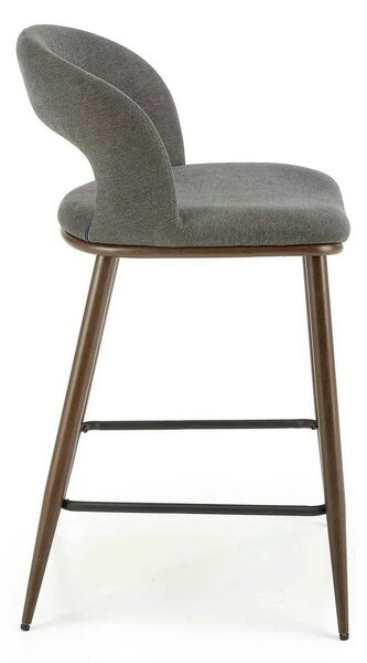 Scaun bucatarie insula H114, gri/nuc, stofa clasica/otel, 48x52x92 cm