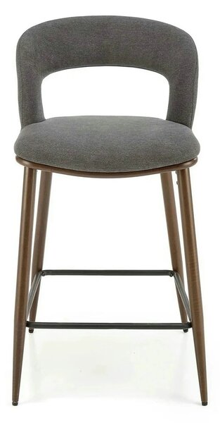 Scaun bucatarie insula H114, gri/nuc, stofa clasica/otel, 48x52x92 cm