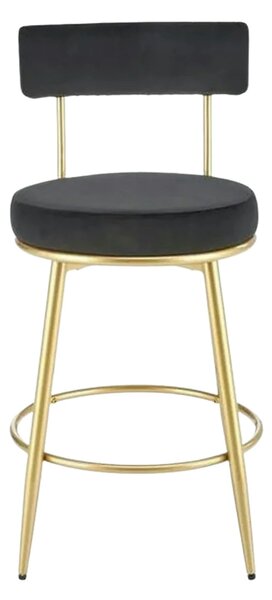 Scaun bar H115, negru/auriu, stofa catifelata/otel, 45x54x90 cm