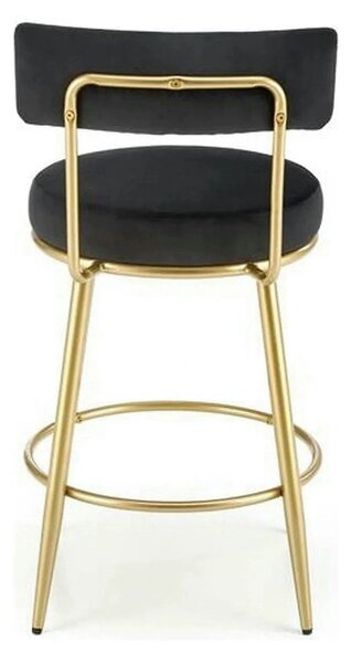Scaun bar H115, negru/auriu, stofa catifelata/otel, 45x54x90 cm