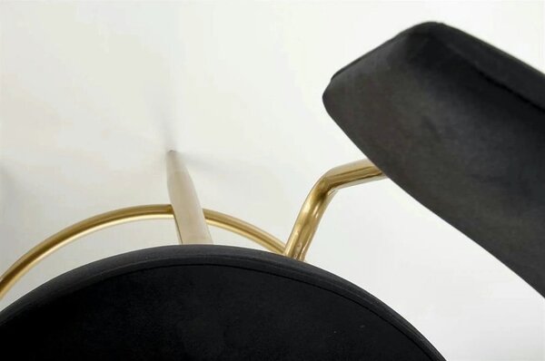 Scaun bar H115, negru/auriu, stofa catifelata/otel, 45x54x90 cm