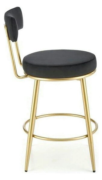 Scaun bar H115, negru/auriu, stofa catifelata/otel, 45x54x90 cm