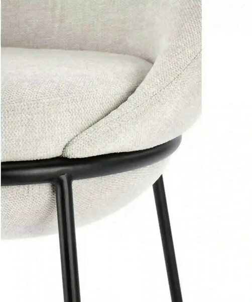 Scaun bar H118, bej deschis/negru, stofa clasica/otel, 53x57x90 cm