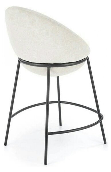 Scaun bar H118, bej deschis/negru, stofa clasica/otel, 53x57x90 cm