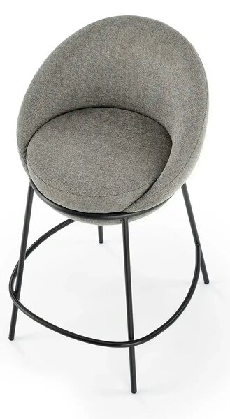 Scaun bar H118, gri/negru, stofa clasica/otel, 53x57x90 cm