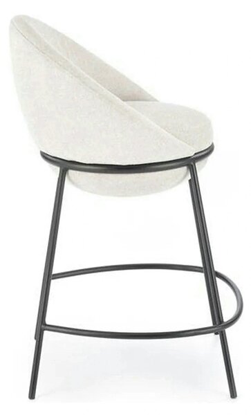 Scaun bar H118, bej deschis/negru, stofa clasica/otel, 53x57x90 cm