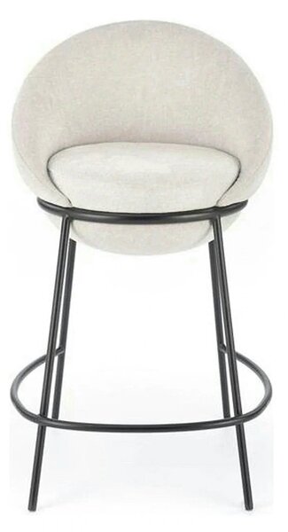 Scaun bar H118, bej deschis/negru, stofa clasica/otel, 53x57x90 cm