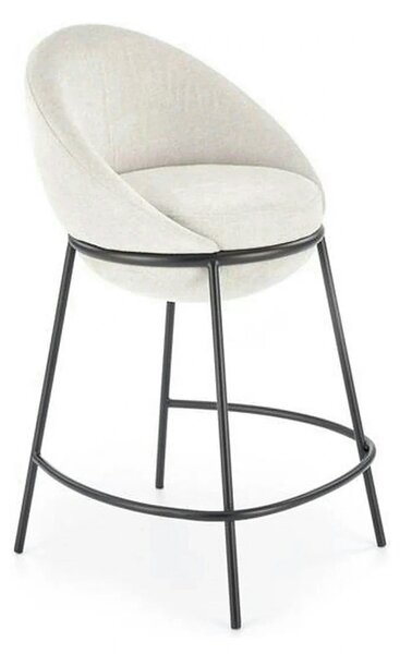 Scaun bar H118, bej deschis/negru, stofa clasica/otel, 53x57x90 cm