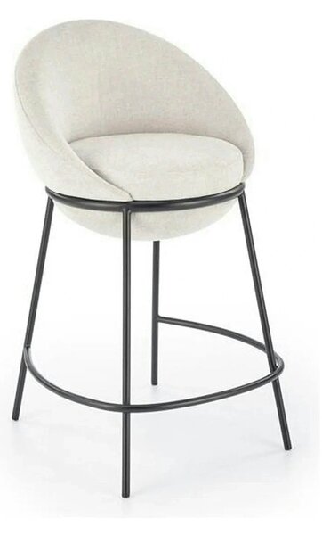 Scaun bar H118, bej deschis/negru, stofa clasica/otel, 53x57x90 cm