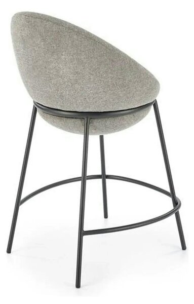 Scaun bar H118, gri/negru, stofa clasica/otel, 53x57x90 cm