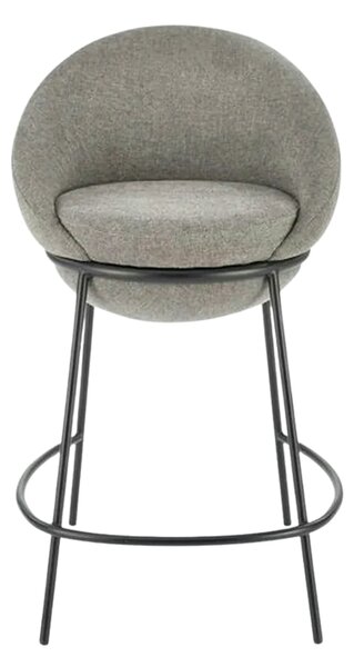 Scaun bar H118, gri/negru, stofa clasica/otel, 53x57x90 cm