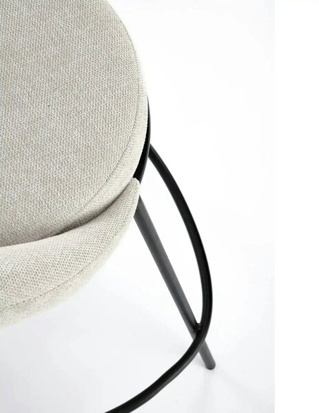 Scaun bar H118, bej deschis/negru, stofa clasica/otel, 53x57x90 cm
