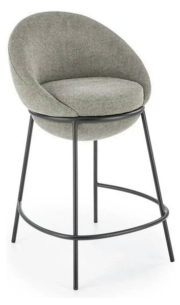 Scaun bar H118, gri/negru, stofa clasica/otel, 53x57x90 cm