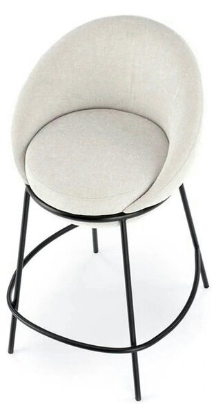 Scaun bar H118, bej deschis/negru, stofa clasica/otel, 53x57x90 cm
