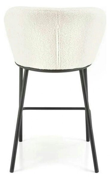 Scaun bar H119, crem/negru, stofa buclata/otel, 54x53x92 cm