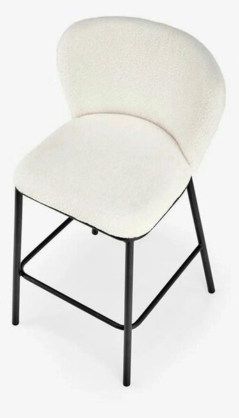 Scaun bar H119, crem/negru, stofa buclata/otel, 54x53x92 cm