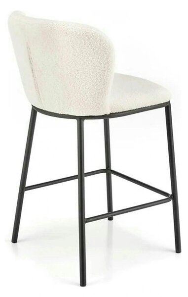 Scaun bar H119, crem/negru, stofa buclata/otel, 54x53x92 cm