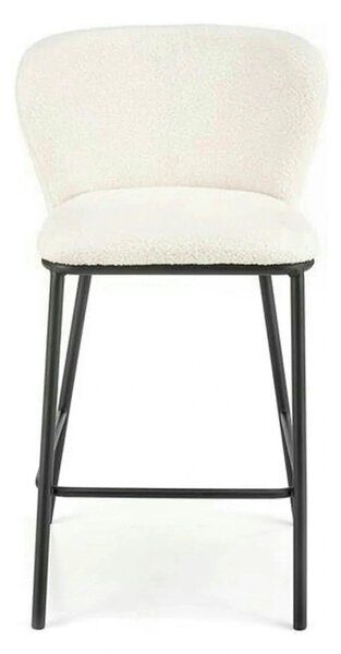 Scaun bar H119, crem/negru, stofa buclata/otel, 54x53x92 cm