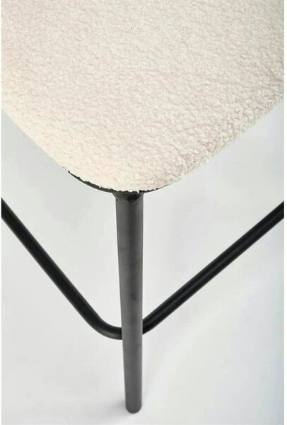 Scaun bar H119, crem/negru, stofa buclata/otel, 54x53x92 cm