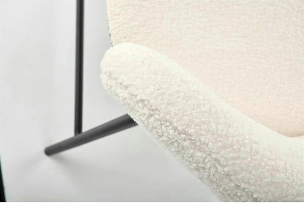 Scaun bar H119, crem/negru, stofa buclata/otel, 54x53x92 cm
