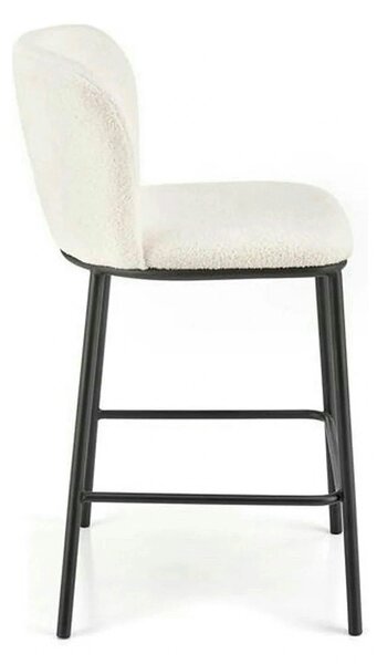 Scaun bar H119, crem/negru, stofa buclata/otel, 54x53x92 cm