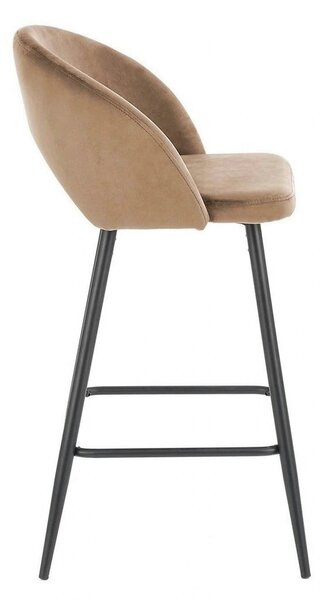 Scaun de bar bej H96, stofa catifelata/otel, 48x49x89 cm