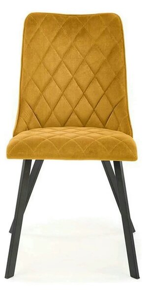 Scaun K450, galben mustar/negru, stofa catifelata/metal, 44x58x85 cm