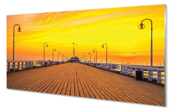 Panouri de sticlă Gdańsk Pier apus de soare pe mare