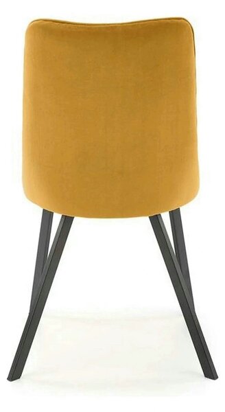 Scaun K450, galben mustar/negru, stofa catifelata/metal, 44x58x85 cm